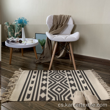 Bavlněné tkané severské fringerug s geometrickými koberečky střapce